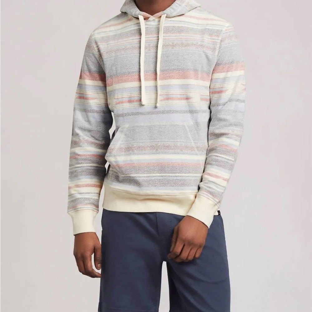 Faherty Byron Bay Blue and Cream Multicolor Striped Striped Sweatshirt Hoodie